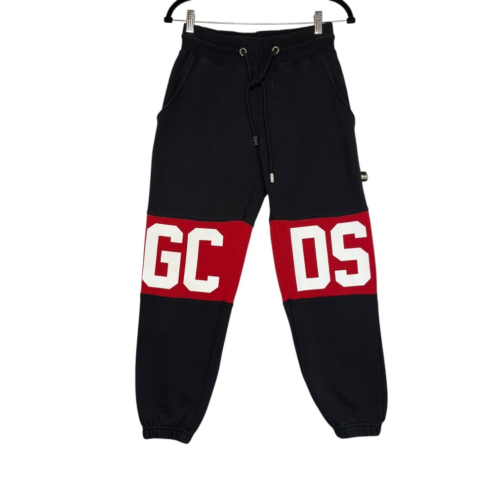 GCDS Black Red Logo Block Track Pants Sweatpants‎ Joggers Medium
